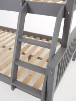 Grey triple bunk bed with sturdy frame and sleek design