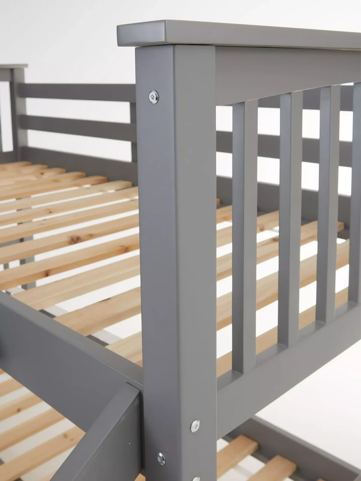 Grey triple bunk bed with strong frame and stylish design