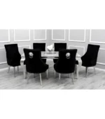 Louise Marble Dining Table in Black – Elegant, durable, and perfect for modern dining spaces