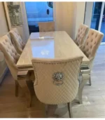 Louise Marble Dining Table in Mink – Elegant, durable, and perfect for modern dining spaces
