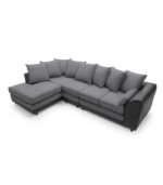 Large Darcy Leather + Fabric 5 Seater Corner Sofa - Image 4