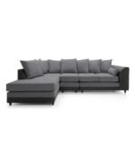 Large Darcy Leather + Fabric 5 Seater Corner Sofa