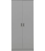 Sleek grey 2-door assembled wardrobe with minimalistic design