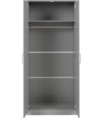 Stylish grey 2-door assembled wardrobe with modern design