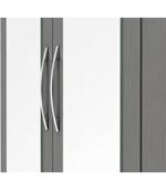 Stylish grey 3-door wardrobe with 2 drawers, ready-assembled
