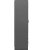 Modern grey 3-door wardrobe with 2 drawers, pre-assembled