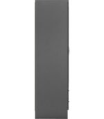 Fully assembled grey wardrobe with 4 doors and 2 drawers